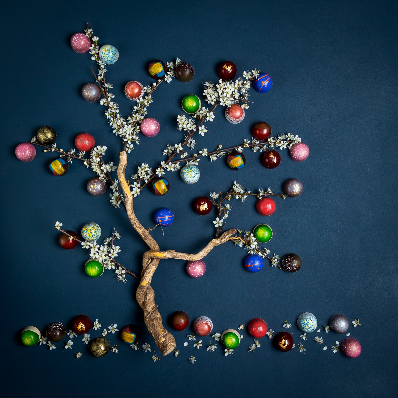 Luxury collection of colorful, handcrafted chocolates arranged for events by XO Chocolate London